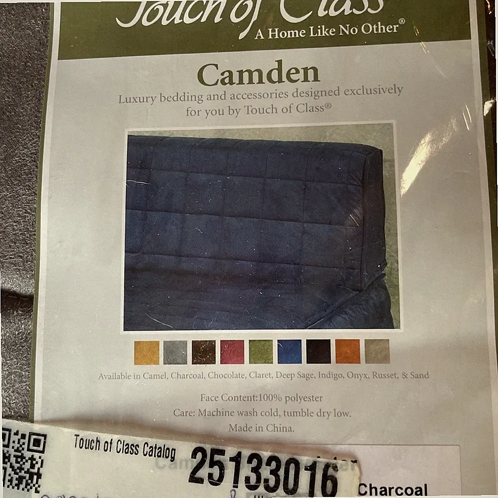 (2) Touch Of Class Camden Sham Bolster-CHARCOAL Color