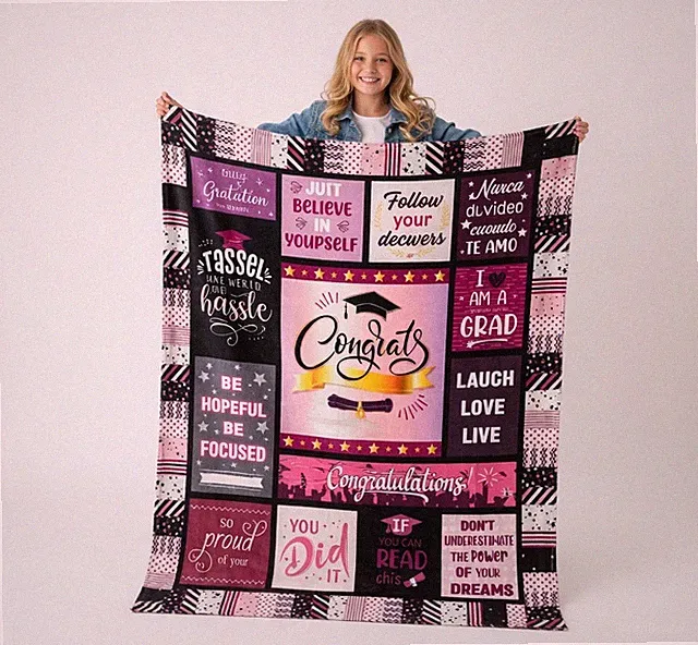 Class of 2025 2026 Graduation Gift Custom Name 60x80 Flannel Blanket For Graduat