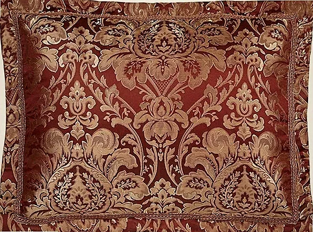Palatial Damask Ruby Red and Antique Gold Tailored Sham King - Victorian Style P
