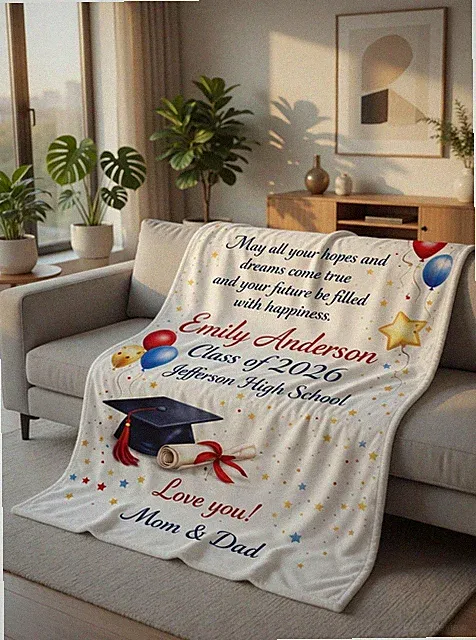 Personalized Class of 2026 Graduation Gift Custom Name 60x80 Flannel Blanket