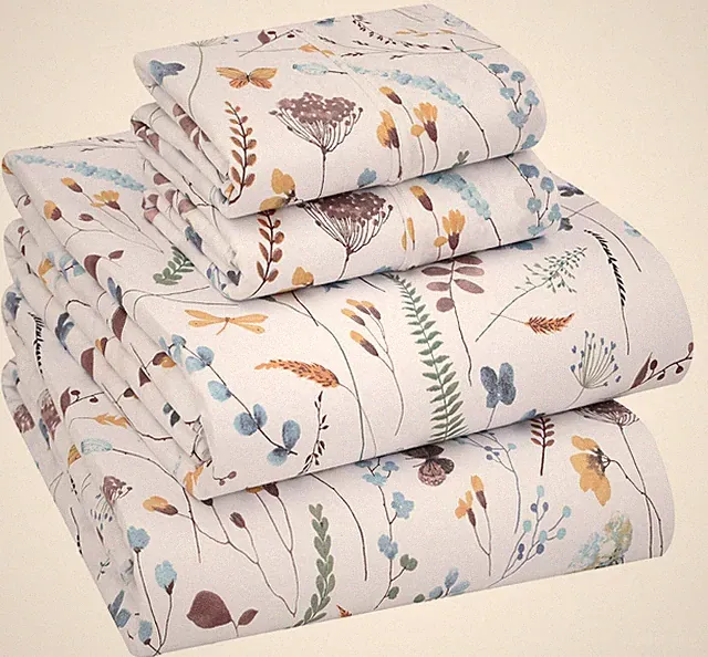 RUVANTI 100% Cotton King Size Sheets Set 4 Pieces Soft & Breathable Percale W...