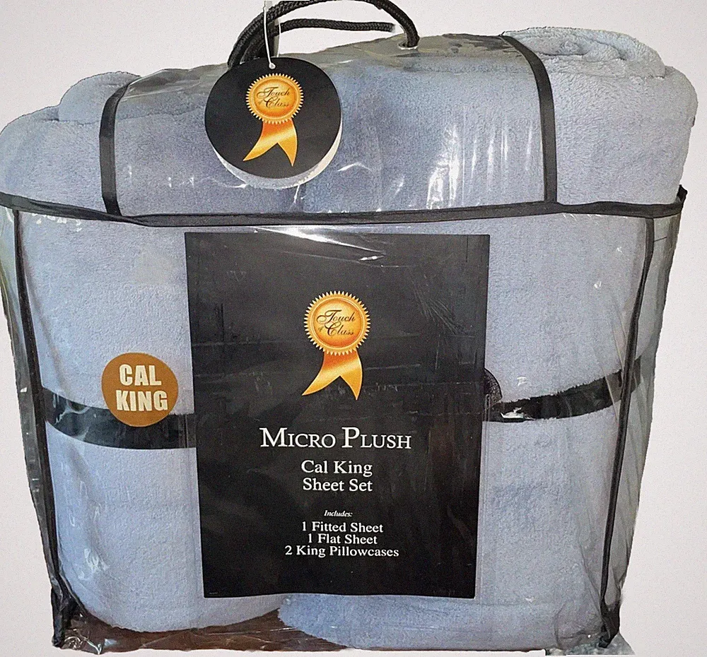 Touch Of Class Micro Plush Fleece Blue Cozy 4 Piece California King Sheet Set