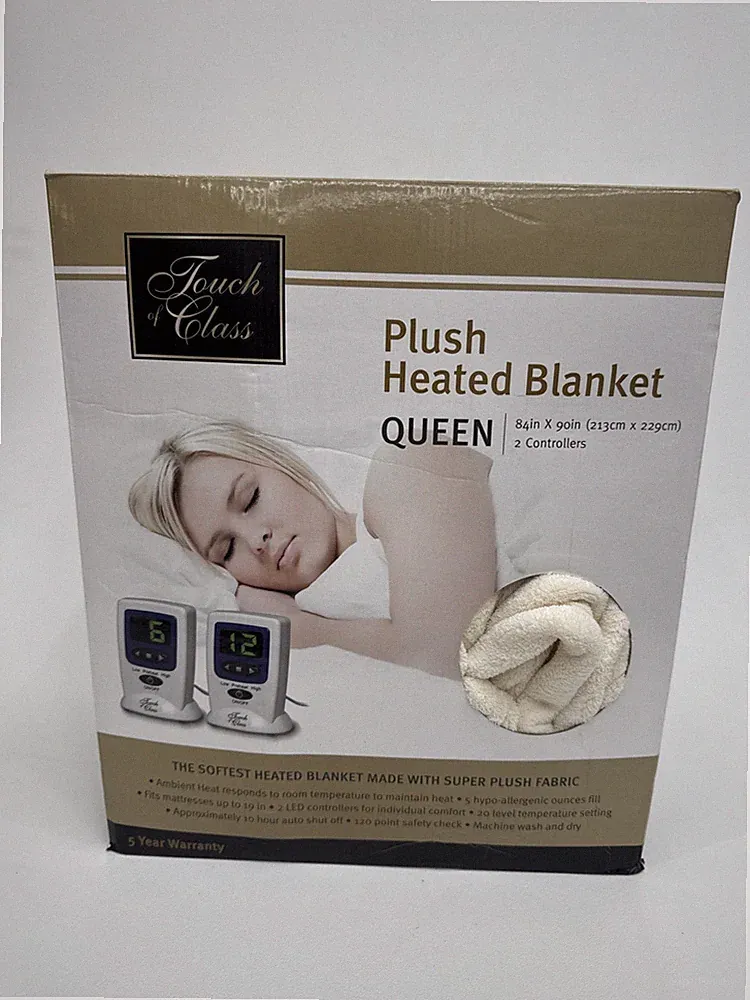 Touch Of Class Plush Heated Queen Size Blanket. Softest Blanket With Super Plush