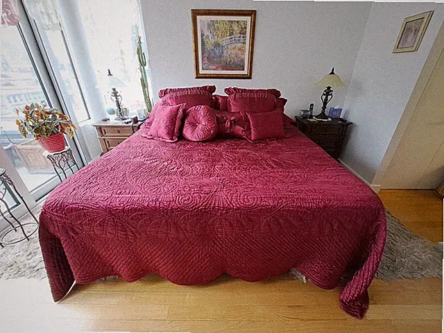 Touch of Class Ruby Satin King Bedspread and 2 Shams with Stuffers Bedding Set