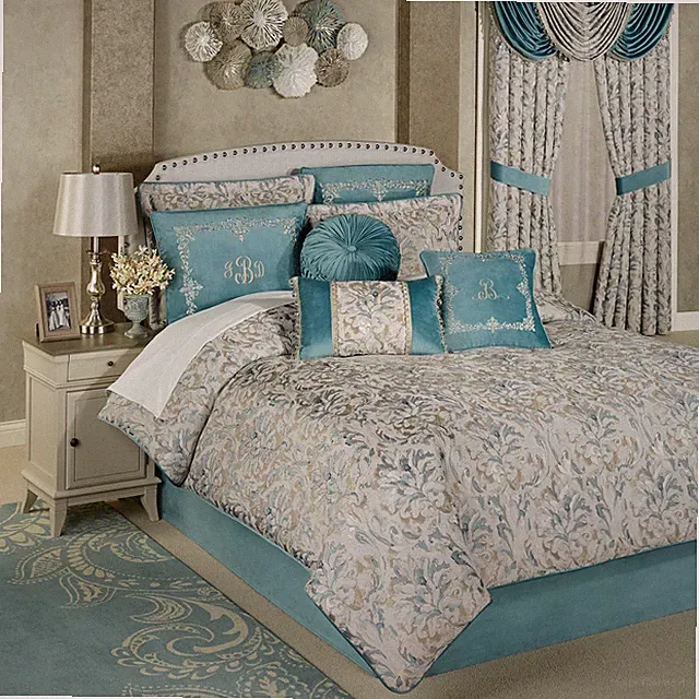 Traditional Woven Jacquard Lansbury Pale Teal Bedding Accessories